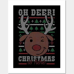 Funny Deer Ugly Christmas Sweater Posters and Art